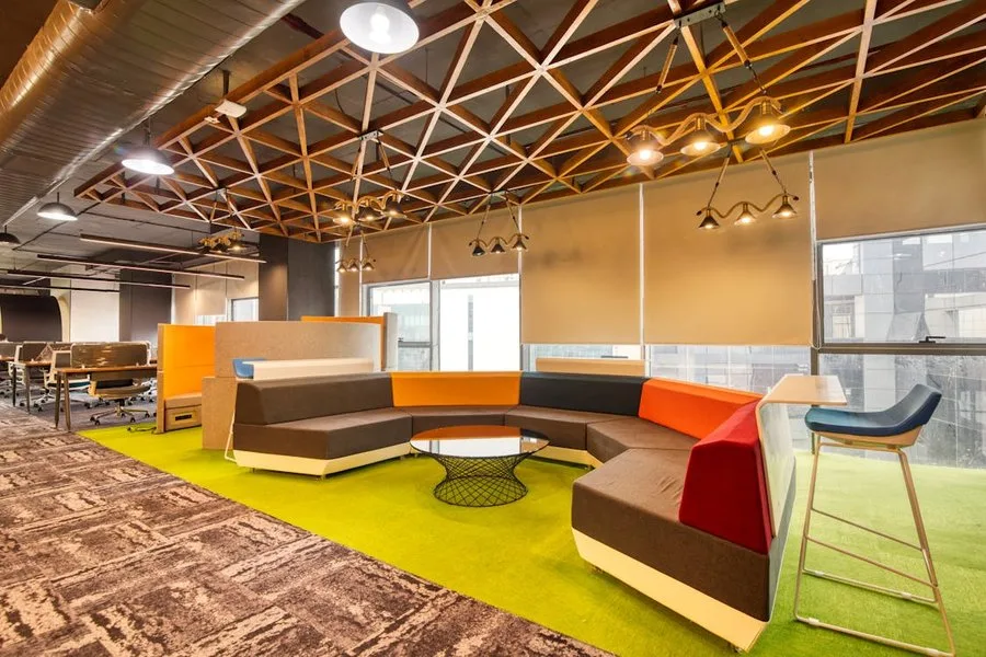 Modern office interior with commercial carpet tile — corporate flooring
